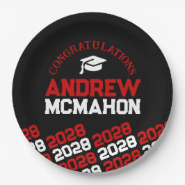 Prato De Papel Formando de Repetição de Metade Preta e Vermelha P