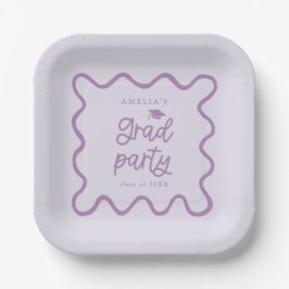 Prato De Papel Formando Purple Line Quirky Wavy