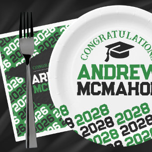 Prato De Papel Formando Semestre Preto Verde Personalizado