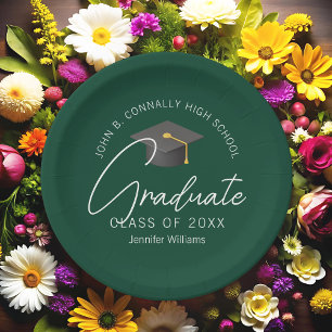 Prato De Papel Formando Verde Escuro Festa de formatura Personali