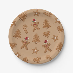 Prato De Papel Formas de Biscoito de Natal de Gengibre em Marrom
