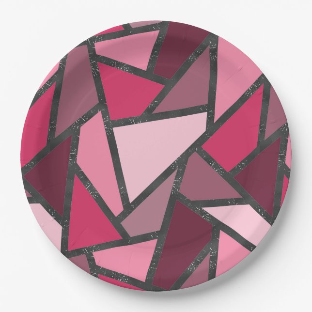 Prato De Papel Formas de vidro cor-de-rosa (Frente)