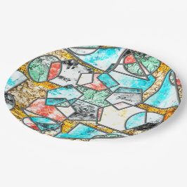 Prato De Papel Formas geométricas com texturas esbranquiçadas est