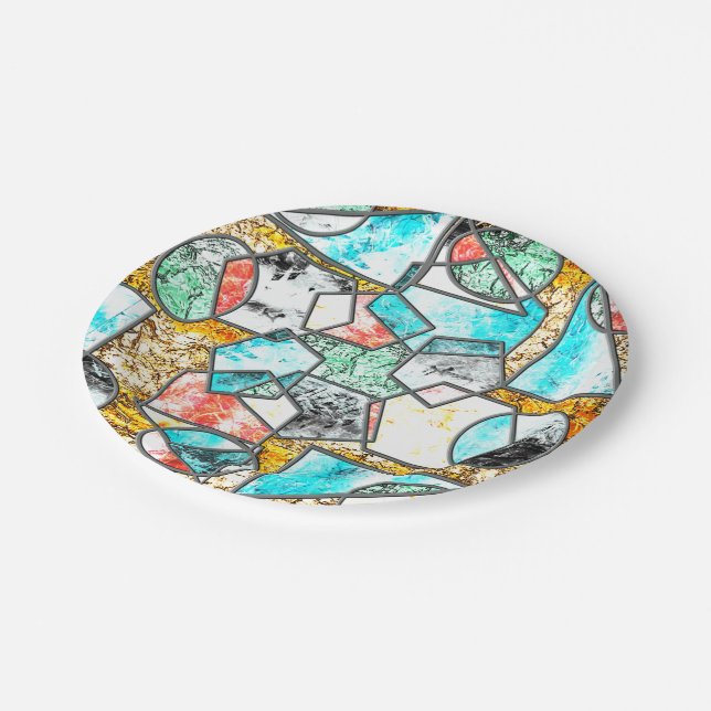 Prato De Papel Formas geométricas com texturas esbranquiçadas est (Inclinado)