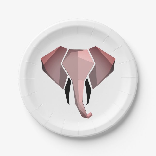 Prato De Papel Formas Simples Geométrica Cabeça de Elefante (Frente)