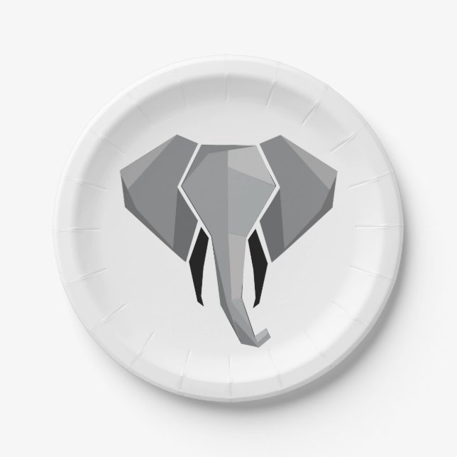 Prato De Papel Formas Simples Geométrica Cabeça de Elefante (Frente)