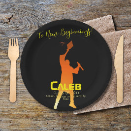 Prato De Papel Formatação Tecnológica Moderna Negra Sleek