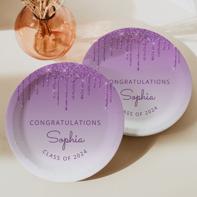Prato De Papel Formatura Brilho Roxa Personalizada 2026 (Criador carregado)