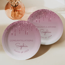 Prato De Papel Formatura com Brilho Burgundy Personalizada 2026