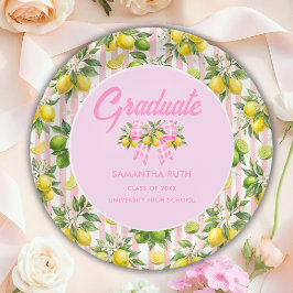 Prato De Papel Formatura de Limão Rosa Recém-Formada