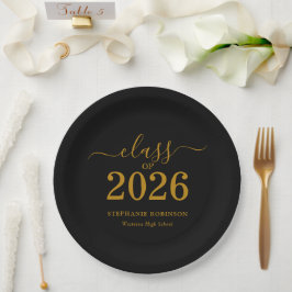 Prato De Papel Formatura em Letra Dourada da Turma de 2026