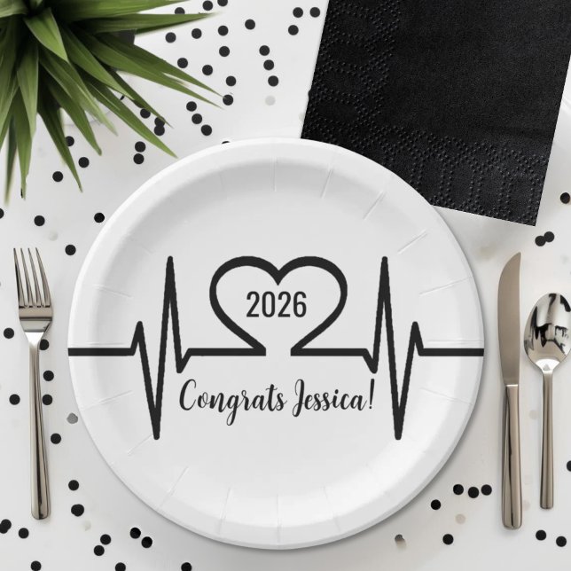 Prato De Papel Formatura em Medicina (Simple Nurse Medical Graduation Paper Plates)
