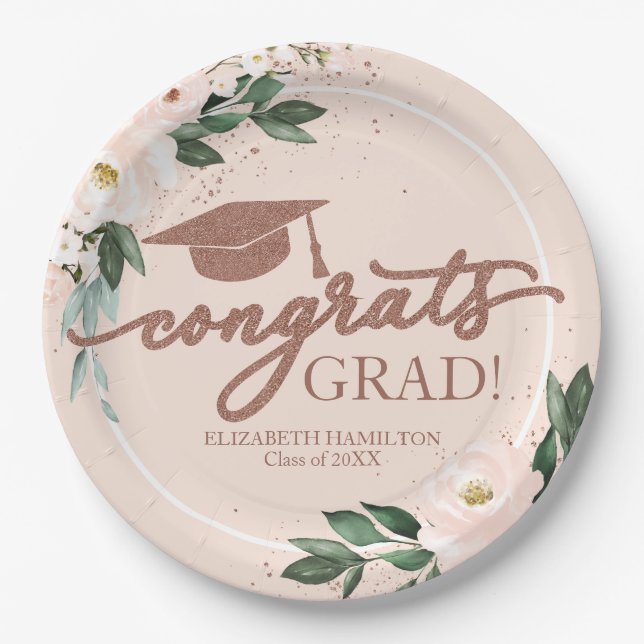 Prato De Papel Formatura Floral Blush 2026 (Frente)