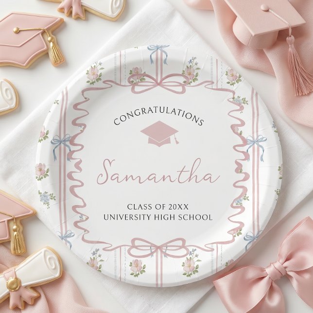 Prato De Papel Formatura Laço Rosa Flor Silvestre (Criador carregado)