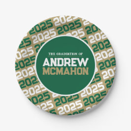 Prato De Papel Formatura Personalizada Dourado e Verde