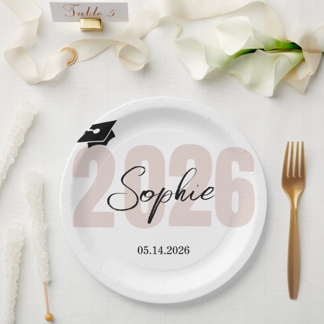 Prato De Papel Formatura Personalizada Turma de 2026 (Casamento)