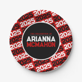 Prato De Papel Formatura Personalizada Vermelha e Preta