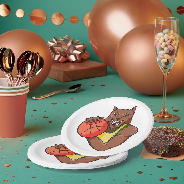 Prato De Papel Forte Mascote de Basquete Wildcat (Criador carregado)