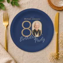 Foto Azul Marinho Dourado Elegante Aniversário de 