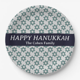 Prato De Papel Foto da família Simple Elegant Modern Hanukkah