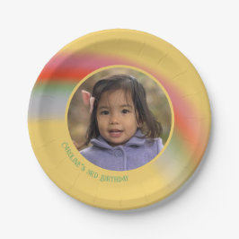 Prato De Papel Foto de aniversário personalizada simples do arco-
