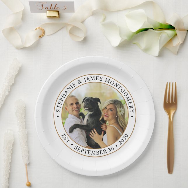 Prato De Papel Foto de Casamento de Pet Personalizado Bastante (Casamento)