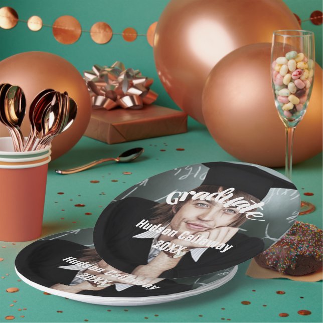 Prato De Papel Foto de Graduação Nome do Ano do Formando (Múltiplo)