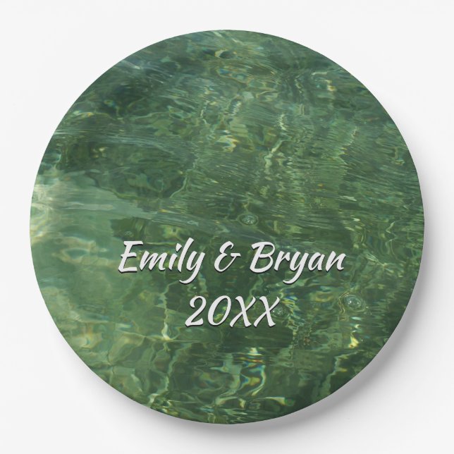 Prato De Papel Foto de Grama II (Azul e Verde) (Frente)