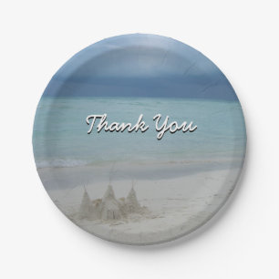 Prato De Papel Foto de Paisagem de Praia de Stormy Sandcastle