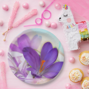 Prato De Papel Foto de um Bonito Primavera-Crocus Roxo