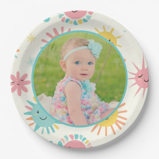 Prato De Papel Foto do Dia Brilhante do Sol (Frente)