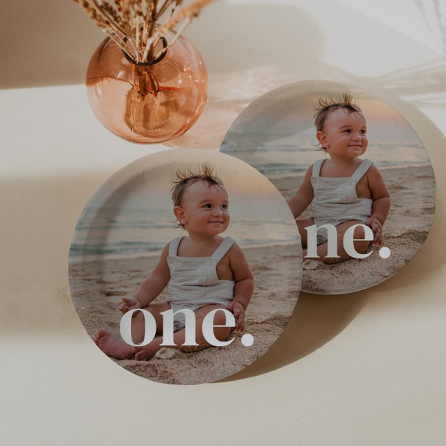 Prato De Papel Foto do primeiro aniversario - um (Criador carregado)