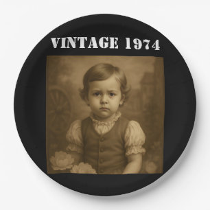 Prato De Papel Foto Infantil Personalizada & Ano Vintage Personal