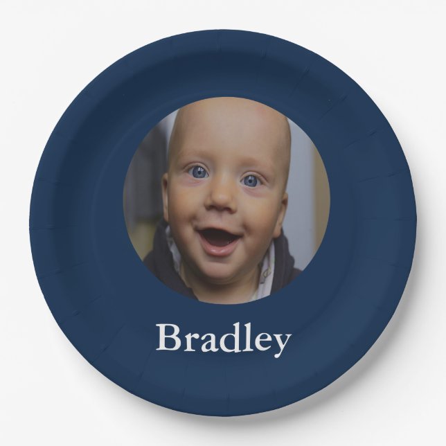 Prato De Papel Foto personalizada de bebê (Frente)