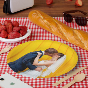 Prato De Papel Foto personalizada de casamento