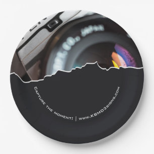 Prato De Papel Foto personalizada de fotógrafo profissional preto