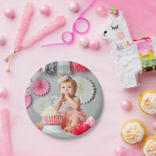 Prato De Papel Foto personalizada do Aniversário de criança