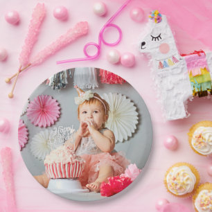 Prato De Papel Foto personalizada do Aniversário de criança