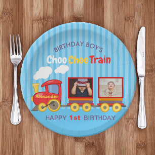 Prato De Papel Foto personalizada dos meninos de aniversário do