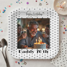 Foto Personalizada Preto Bolinhas Pai Aniversário 
