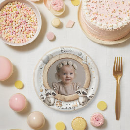 Prato De Papel Foto Raccoon para Festas de aniversário para crian