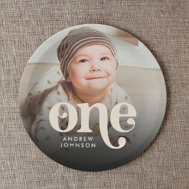 Prato De Papel Foto simples do primeiro aniversario de Boho minim