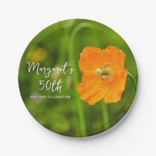 Prato De Papel Fotografia de Flor de Papoula Laranja para Anivers