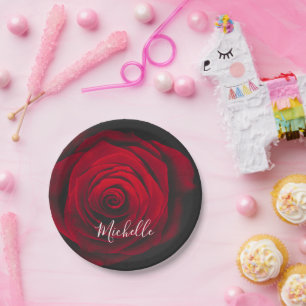 Prato De Papel Fotografia personalizada da colheita da rosa verme