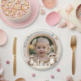 Prato De Papel Fotografia Raccoon para Primeiras Festas de aniver