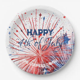 Prato De Papel Fotos Festivas Feliz 4 de julho Texto Personalizad