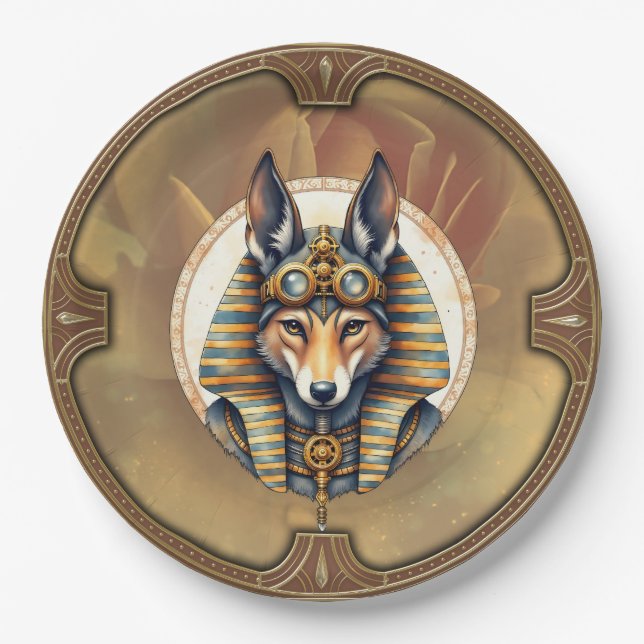 Prato De Papel Fox Retrato de Steampunk Anubis (Frente)