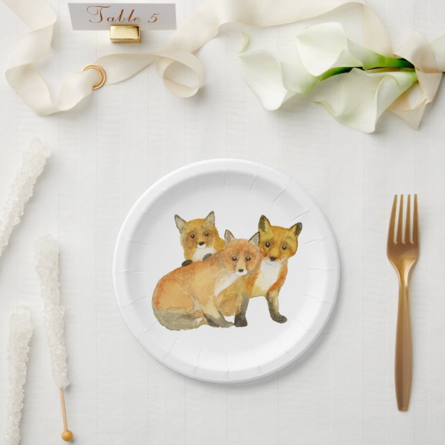 Prato De Papel Fox Triplets (Casamento)