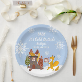 Prato De Papel Fox Winter Chá de fraldas Está Frio Lá Fora