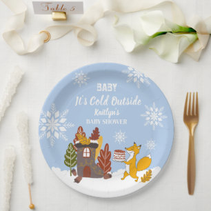 Prato De Papel Fox Winter Chá de fraldas Está Frio Lá Fora